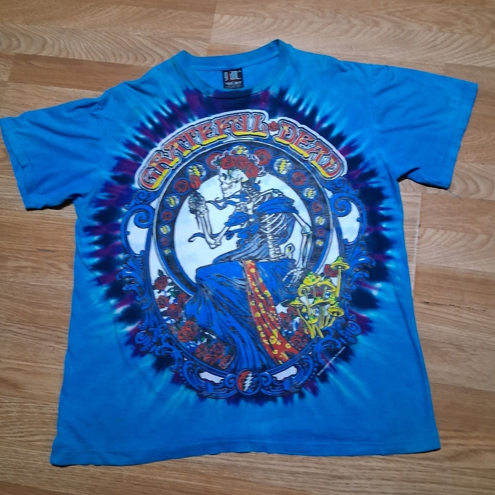 Grateful Dead Blue Tie-Dye Skeleton Graphic Tee